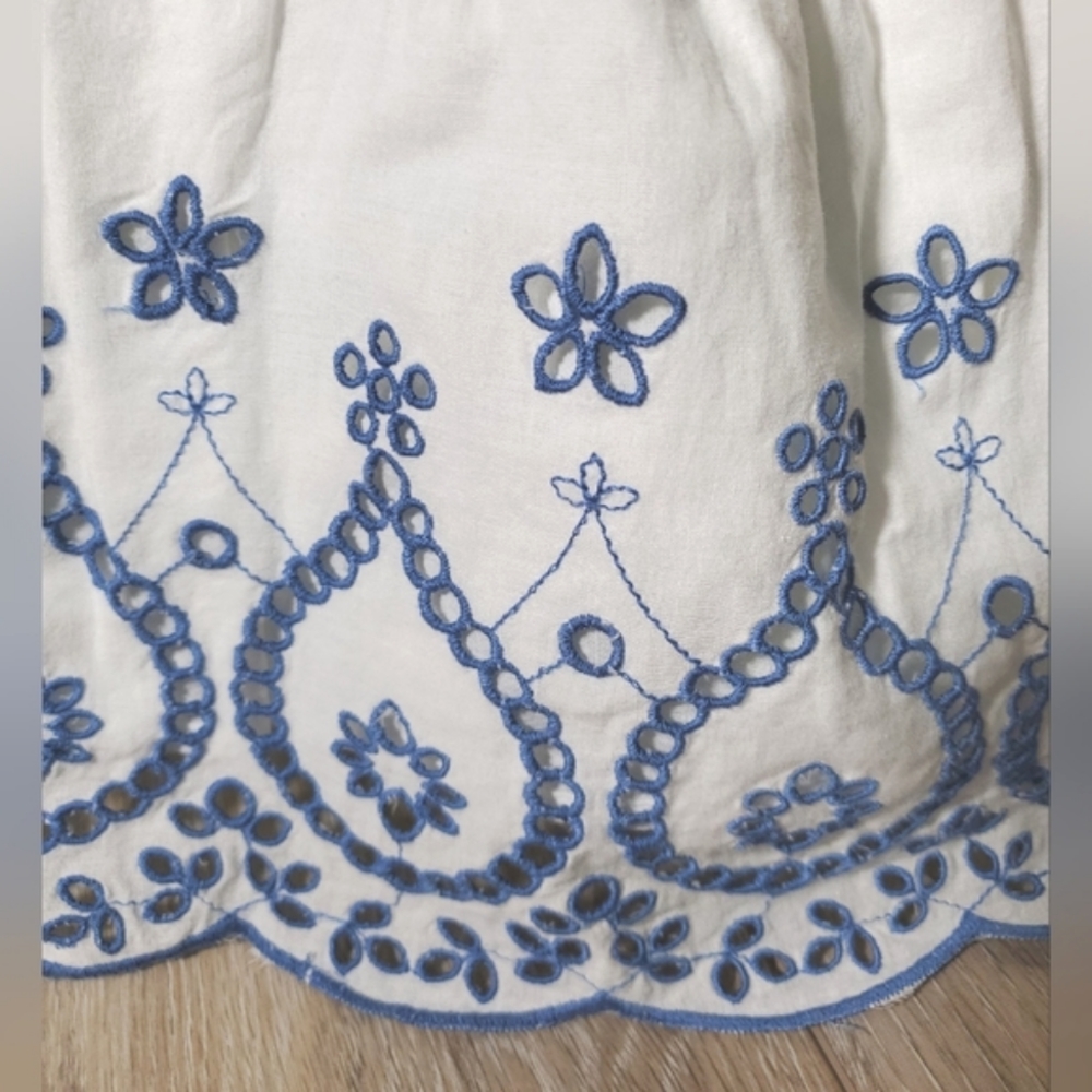 Savannah baby sleeveless embroidered white and blue dress Size 0-3 months - Picture 6 of 14